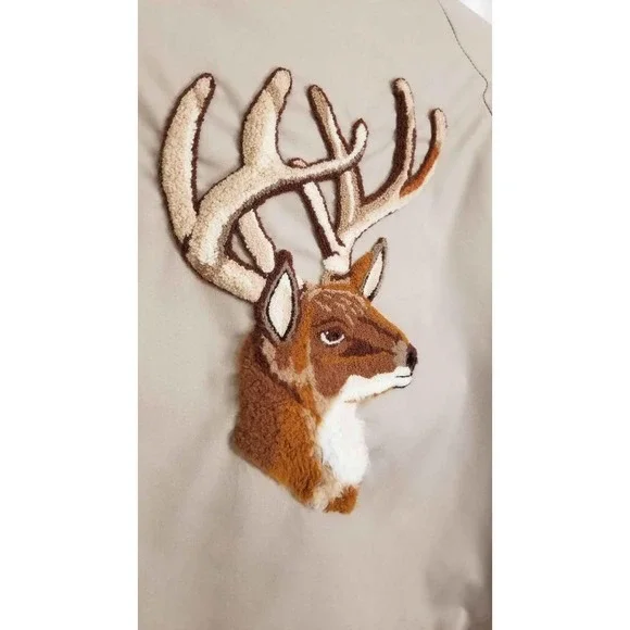 Vintage Fuzzy Deer Head Tan Mens Large Jacket By Auburn Made In The USA! - Picture 2 of 9